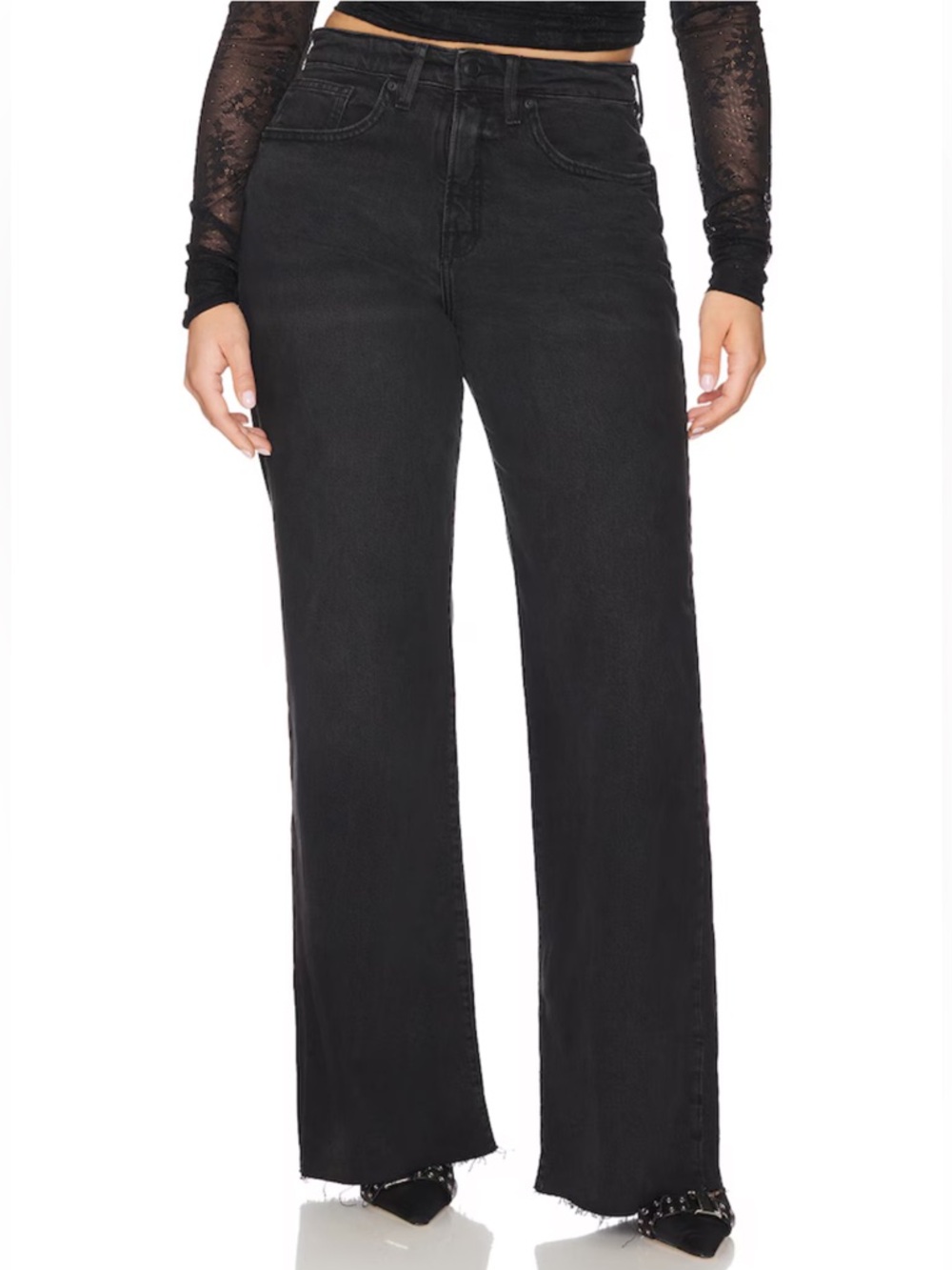 Good American Good Ease Jeans in Black324 Plus Size 15 NWT $169 GRWL384B Revolve